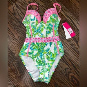 Lilly Pulitzer NWT Palma One Piece Swimsuit RARE Fresh Citrus Keep Palm